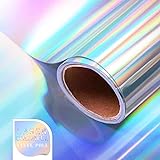 Lámina de vinilo holográfica cromada de Arco iris, brillante metálico adhesivo permanente láser...
