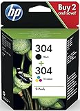 HP 304 3JB05AE - Pack de 2 Cartuchos de Tinta Originales Negro y Tricolor, compatible con impresoras...